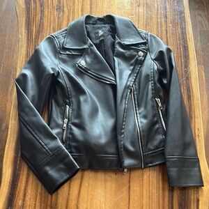 ART CLASS Kids Black Faux Leather Biker Jacket
